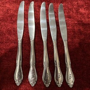 Vintage Stainless Steel 5 Dessert Teaspoons Customcraft Monogrammed "B”